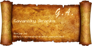 Gavansky Aranka névjegykártya